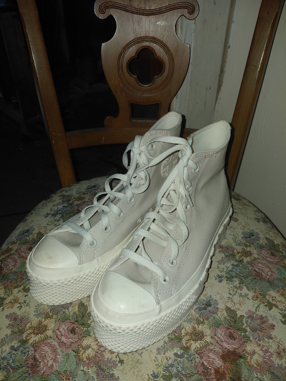 Converse Cream High-Top Platform Sneakers